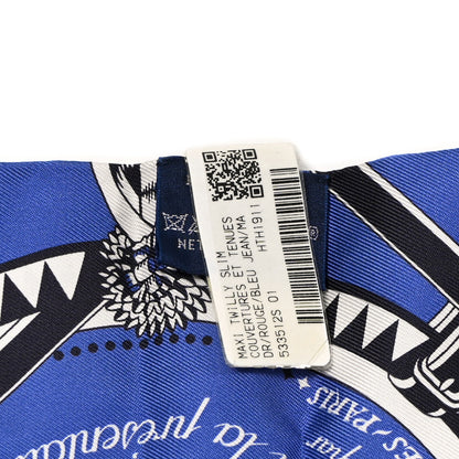 Hermes Silk Couvertures Et Tenues Maxi Twilly Slim Rouge Bleu Jean 2 of 4