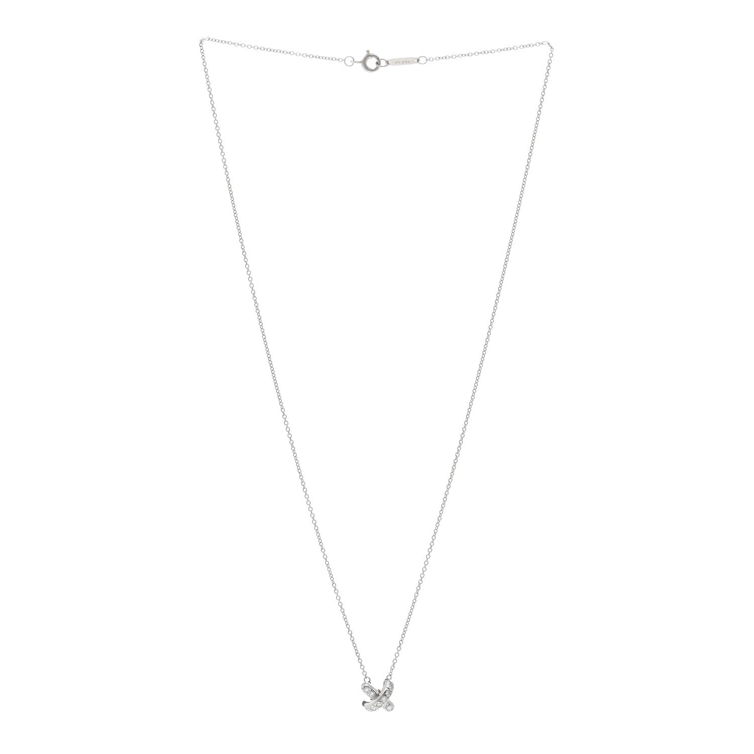Tiffany Platinum Diamond Cross Stitch Pendant Necklace 3 of 4