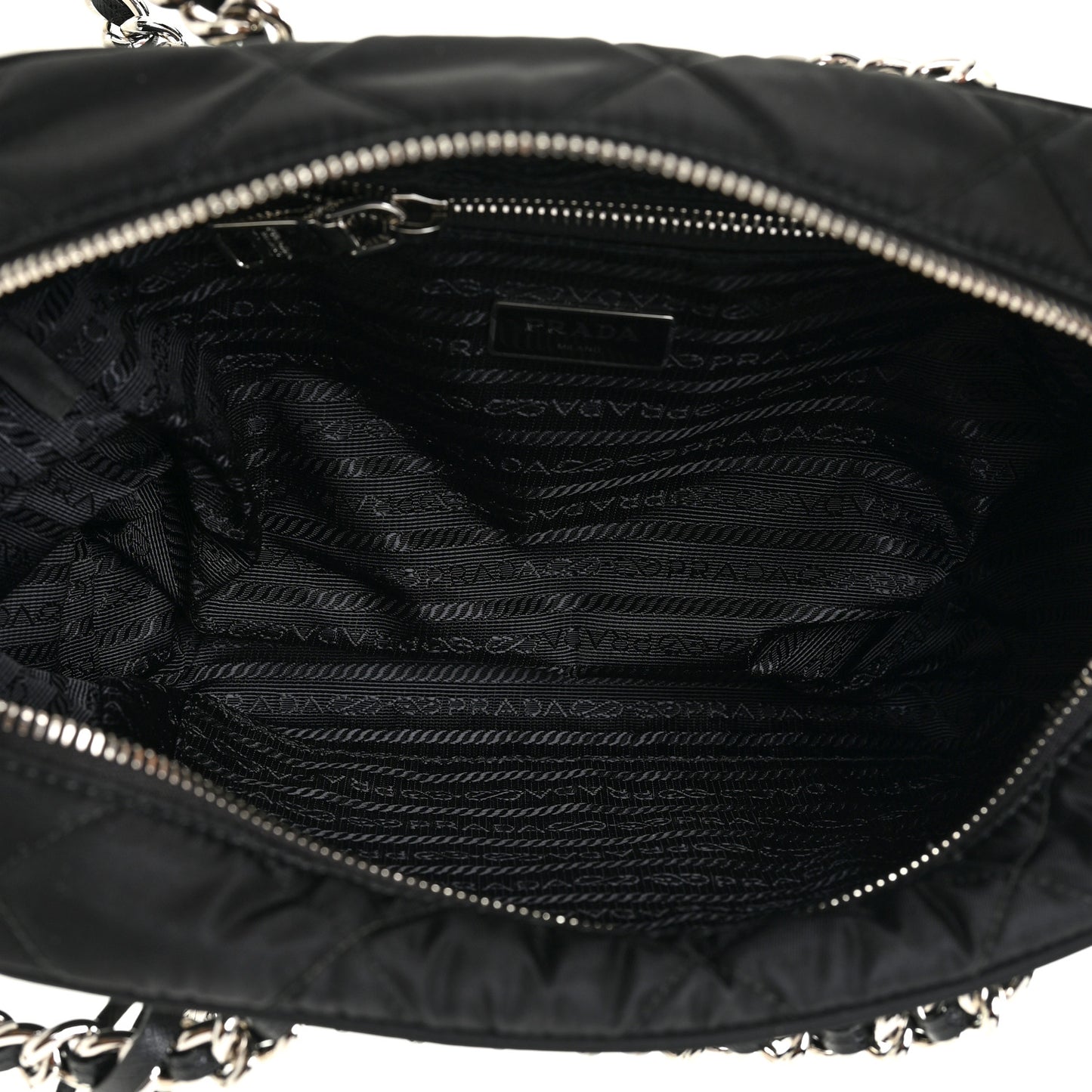 Nylon Tessuto Impuntu Quilted Shoulder Bag Black