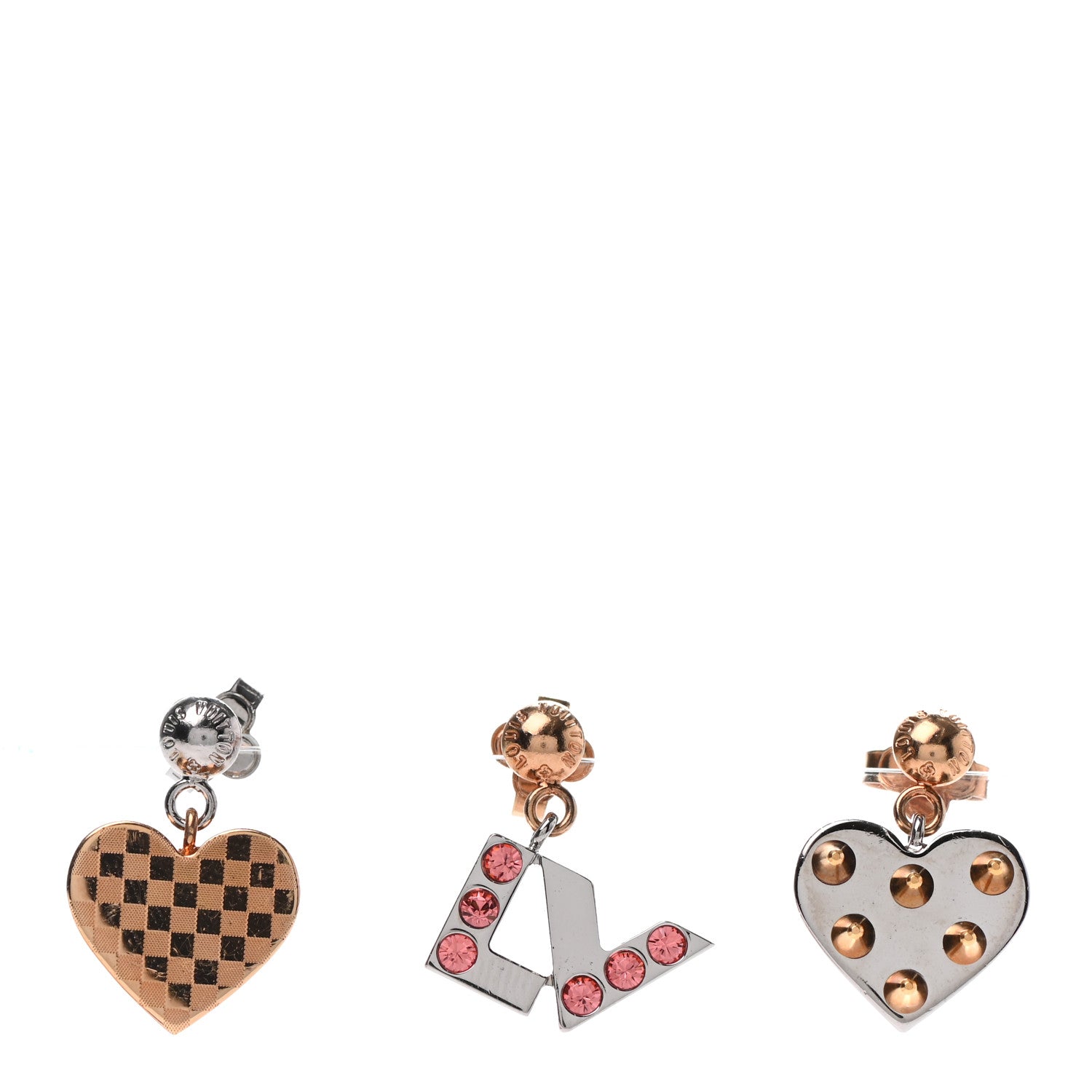 Louis Vuitton Swarovski Crystal Spiky Valentine Earrings Set of 3 ...