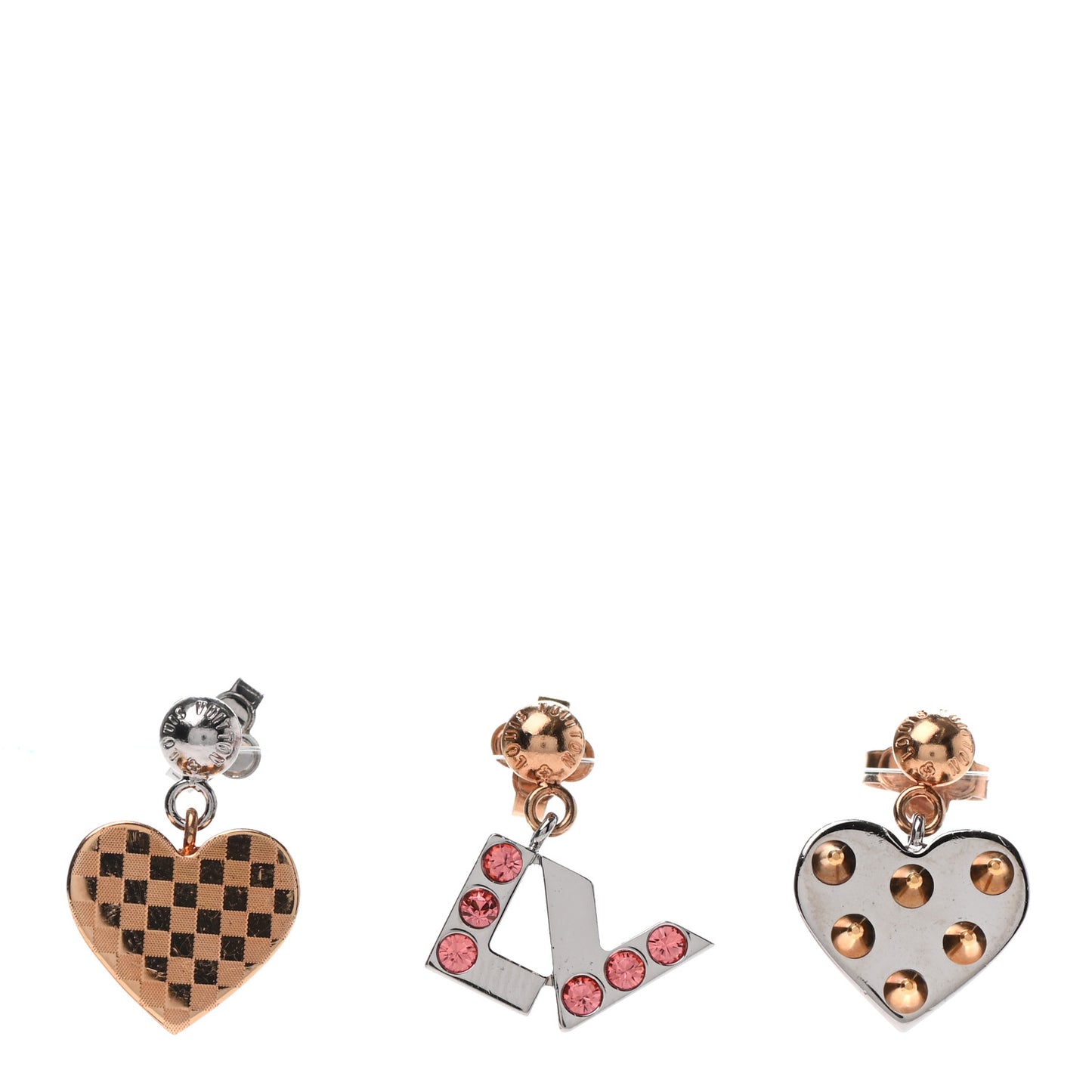Swarovski Crystal Spiky Valentine Earrings Set of 3 Silver Gold
