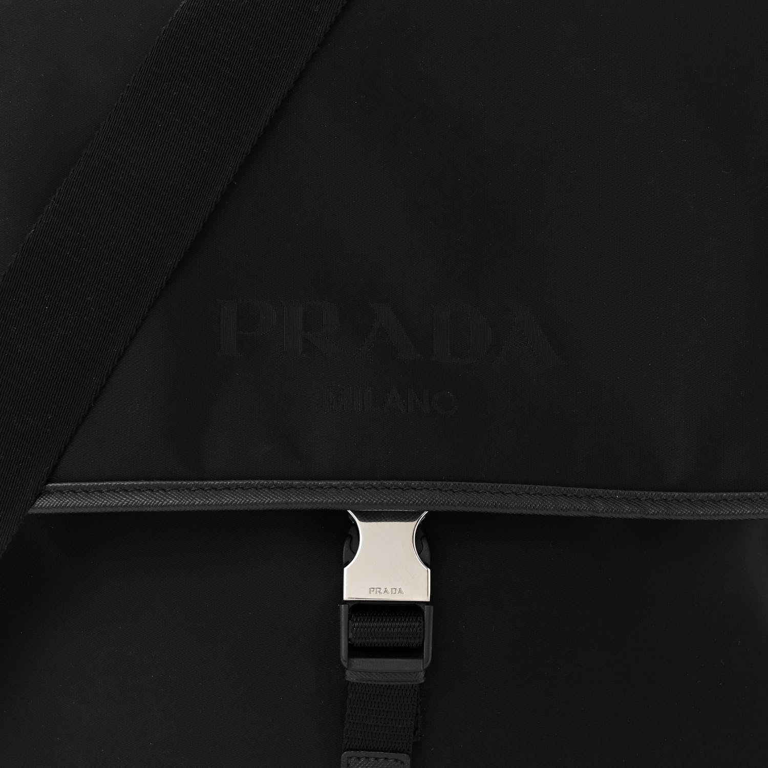 Prada Tessuto Nylon Saffiano Logo Messenger Bag Black 8 of 11