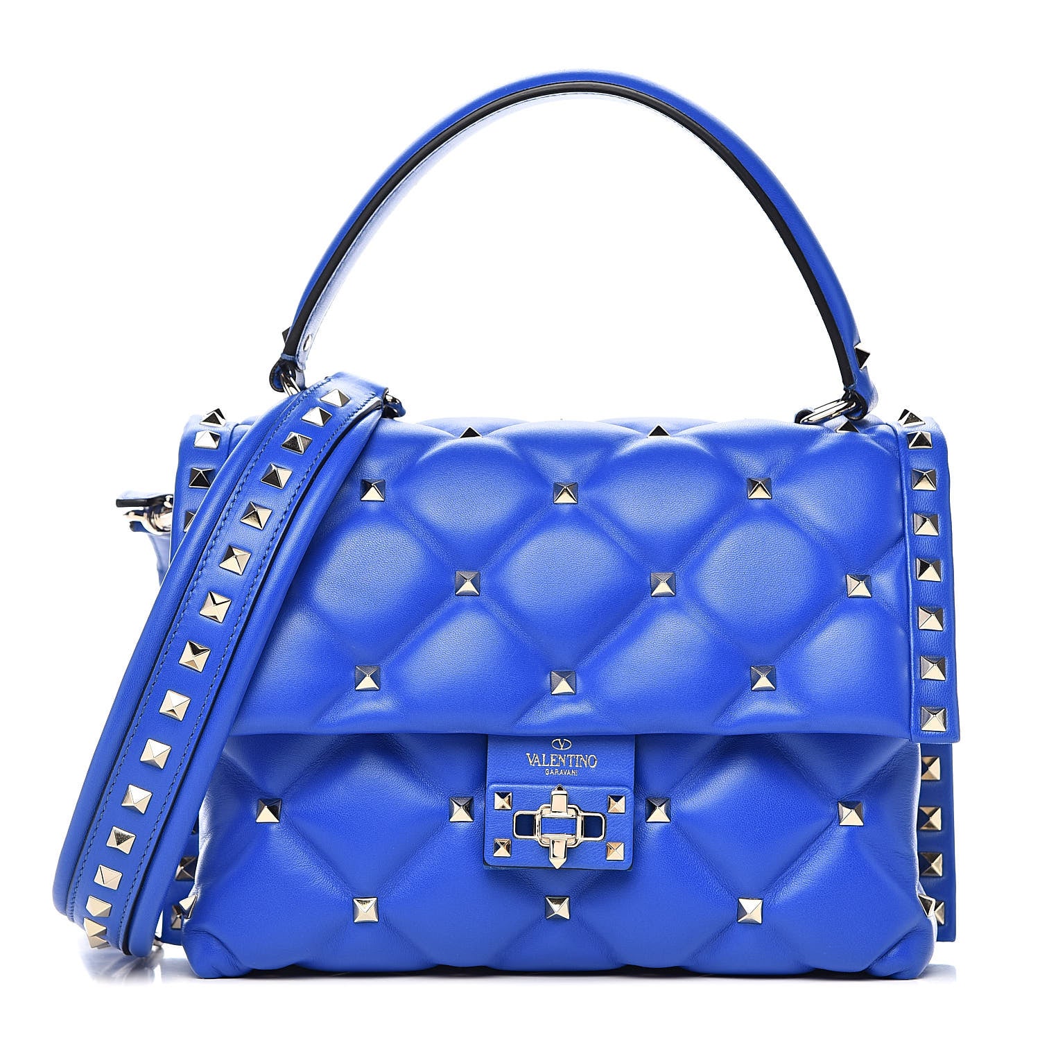 Valentino Garavani Nappa Medium Candystud Top Handle Bag Acid Blue 1 of 10