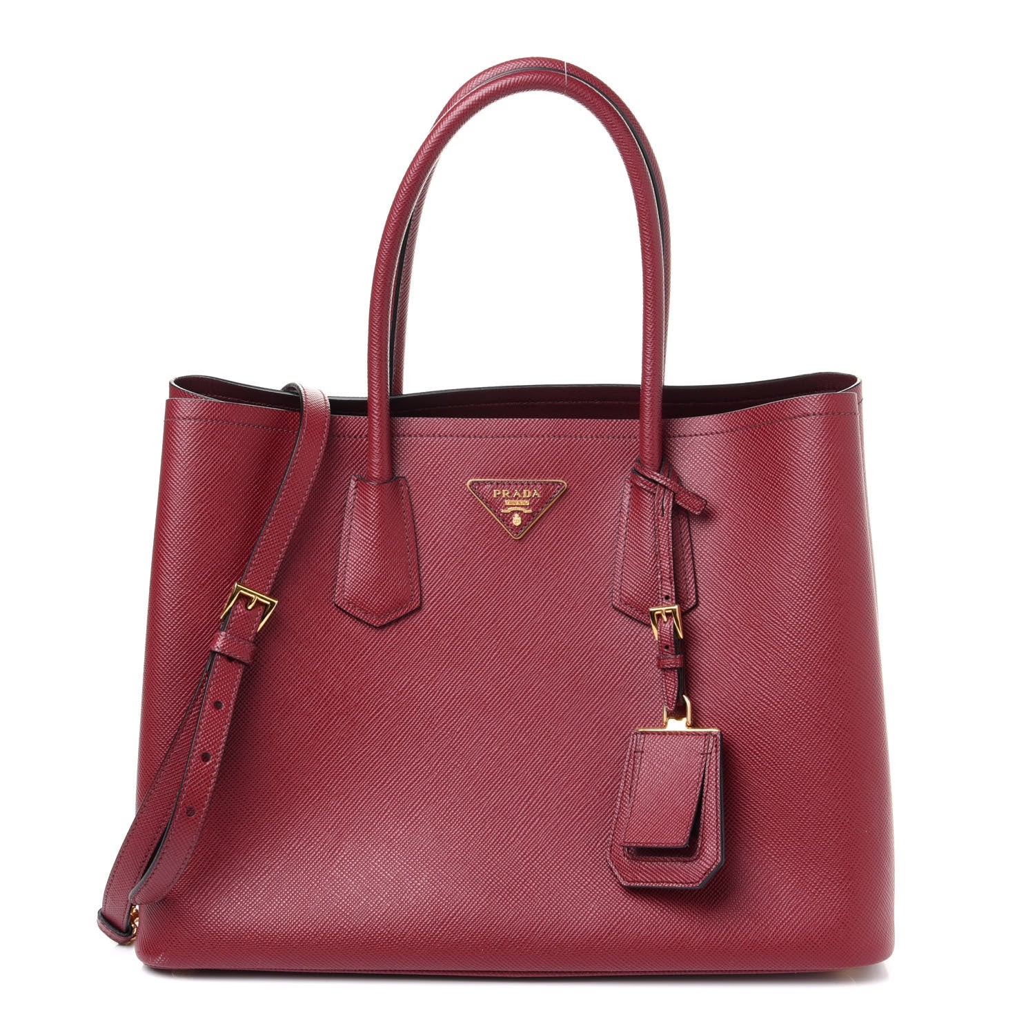 Prada Saffiano Cuir Large Double Bag Fuoco 1 of 12