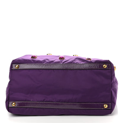 Prada Tessuto Nylon Pietre Jeweled Tote Anemone 11 of 13