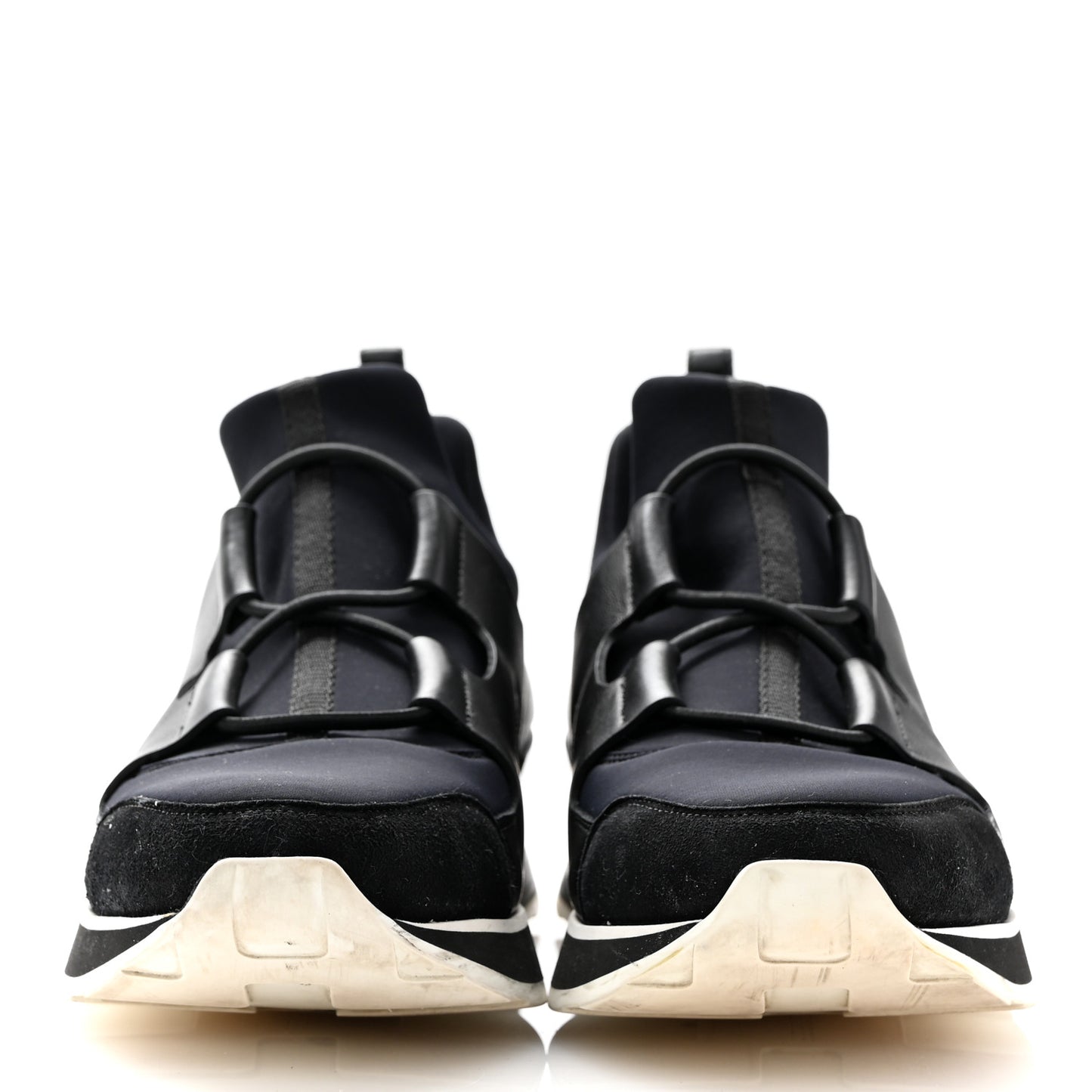 Technical Canvas Calfskin Goatskin Womens Player Sneakers 40 Marine Black