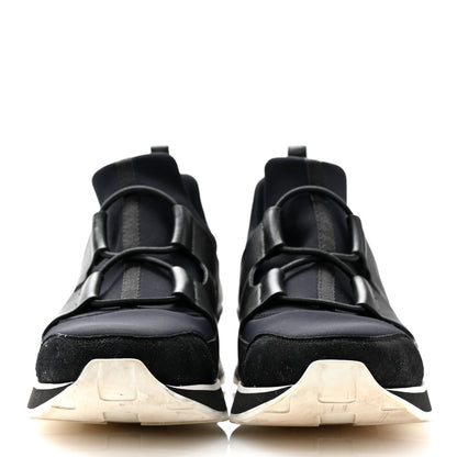 Hermes Technical Canvas Calfskin Goatskin Womens Player Sneakers 40 Marine Black 3 of 11
