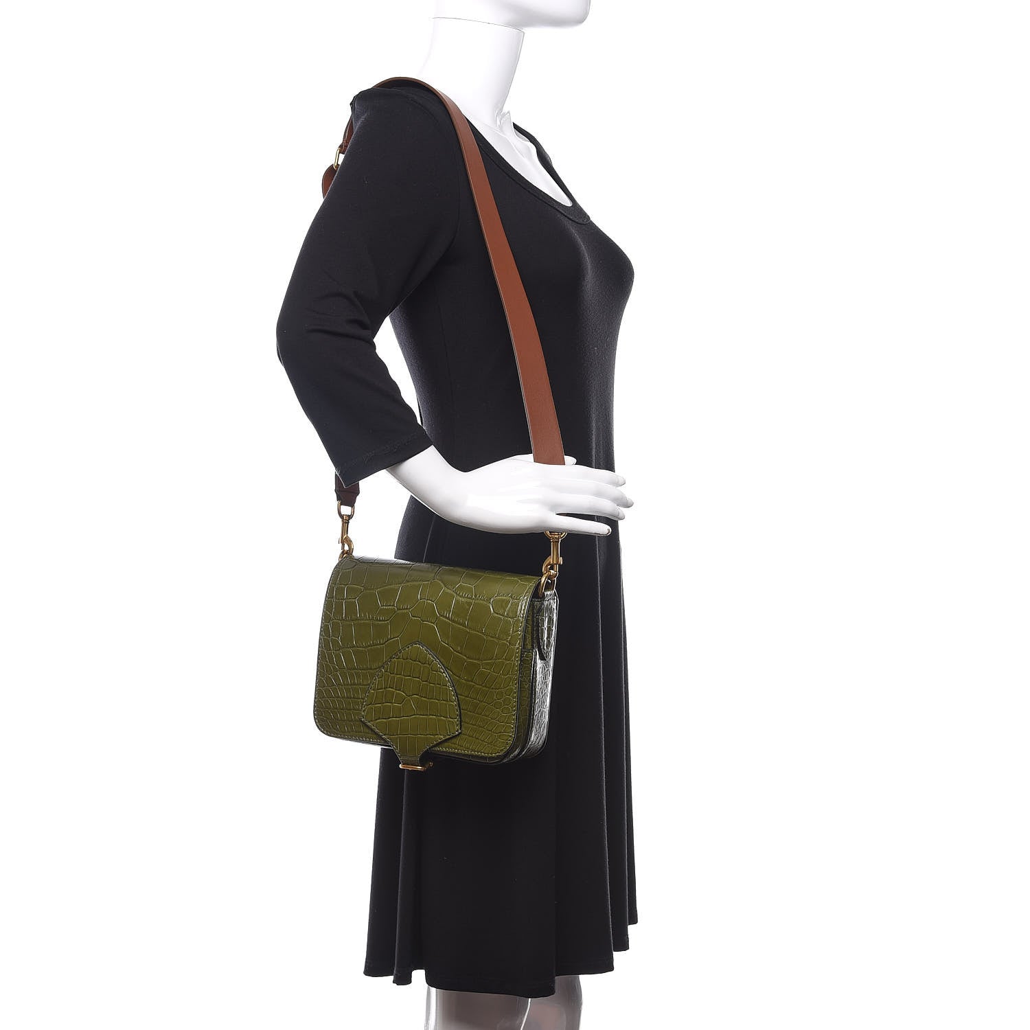 Burberry Alligator Square Satchel Dark Antique Green 2 of 12