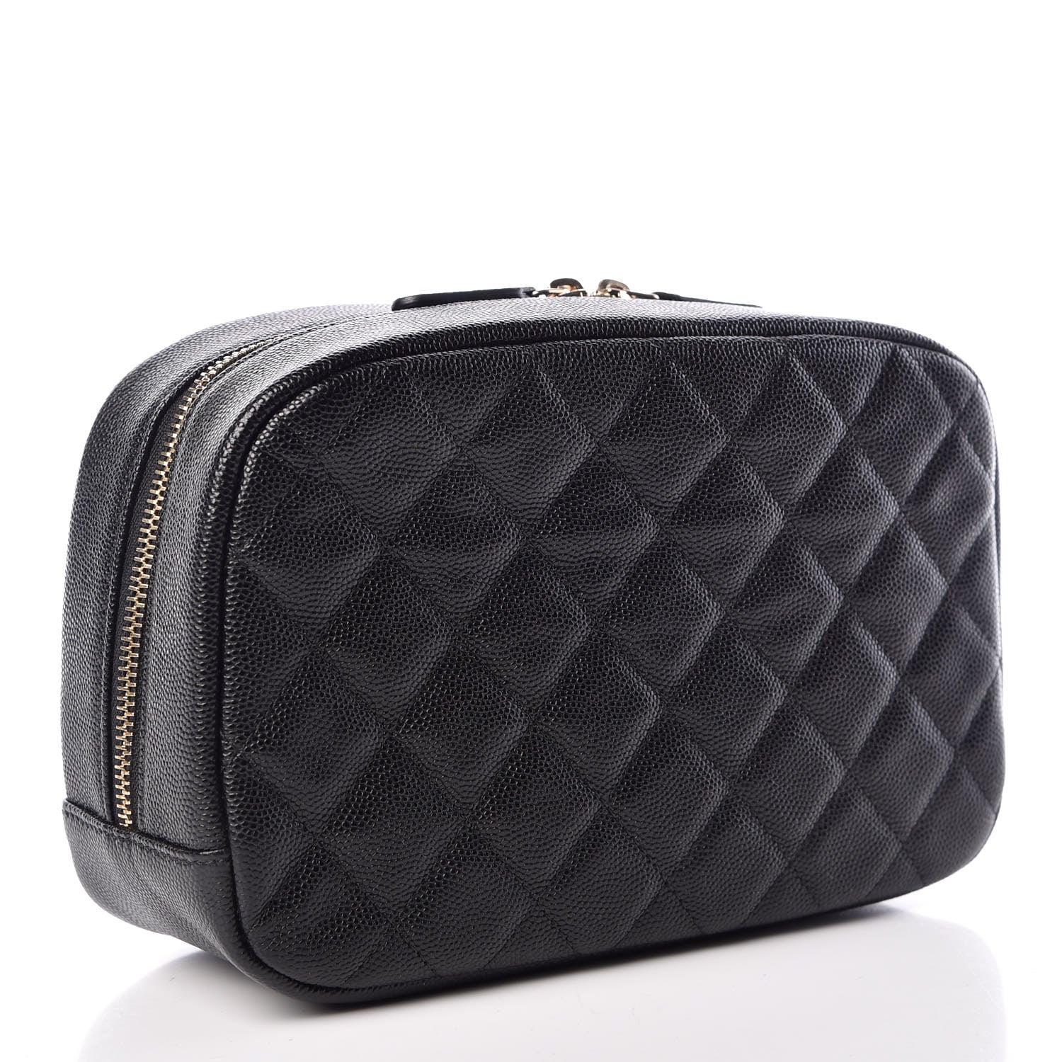 Chanel Caviar Quilted Curvy Pouch Cosmetic Case Black 3 of 9