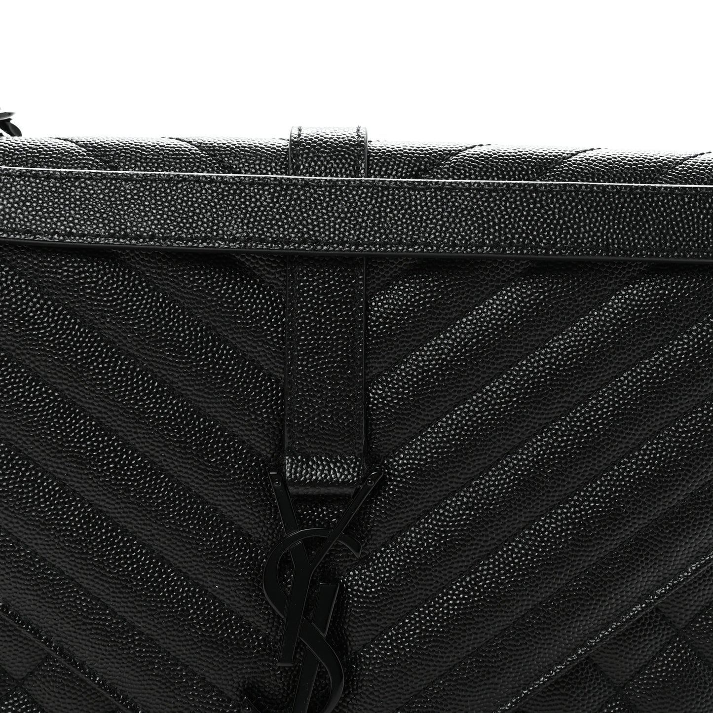 Grain De Poudre Textured Mixed Matelasse Large Triquilt Monogram Monochrome Satchel Black