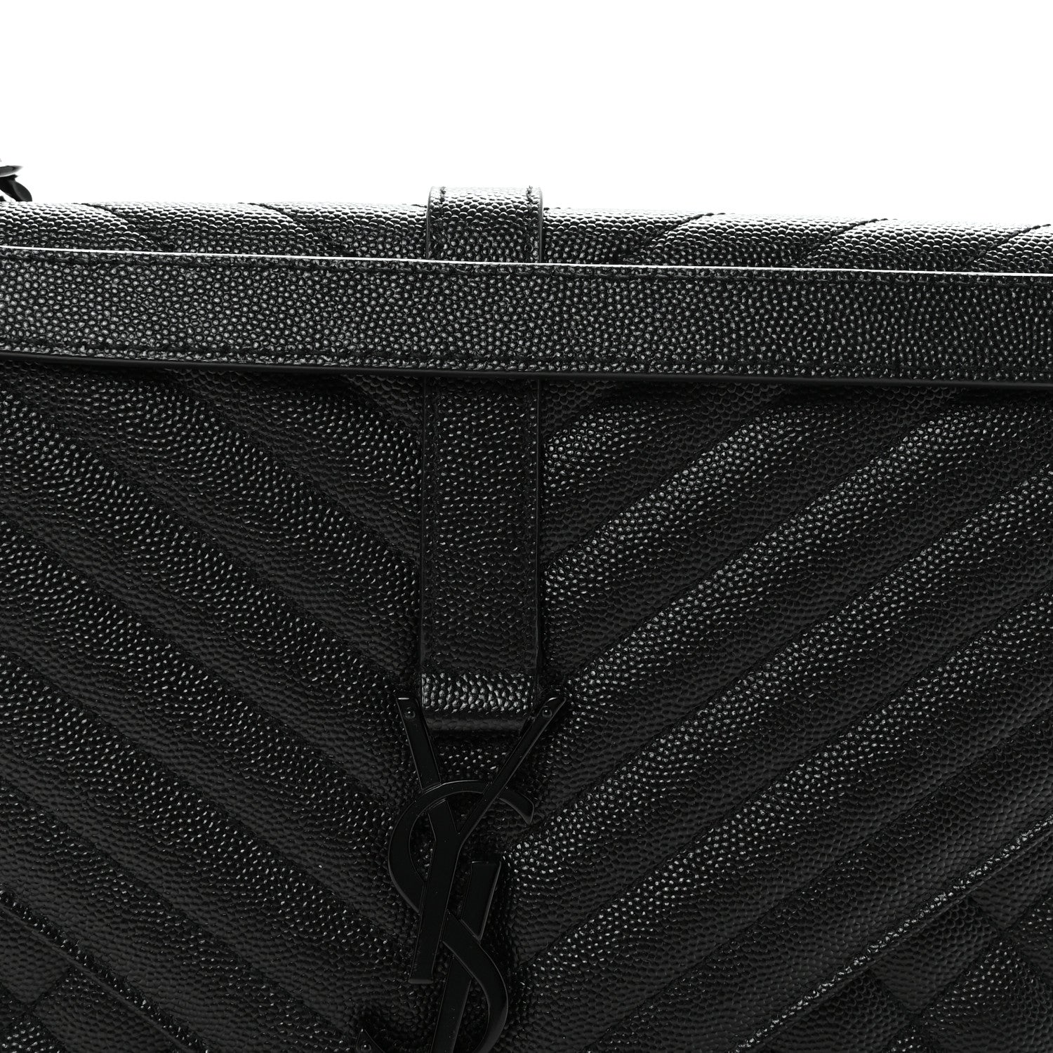 Saint Laurent Grain De Poudre Textured Mixed Matelasse Large Triquilt Monogram Monochrome Satchel Black 8 of 10