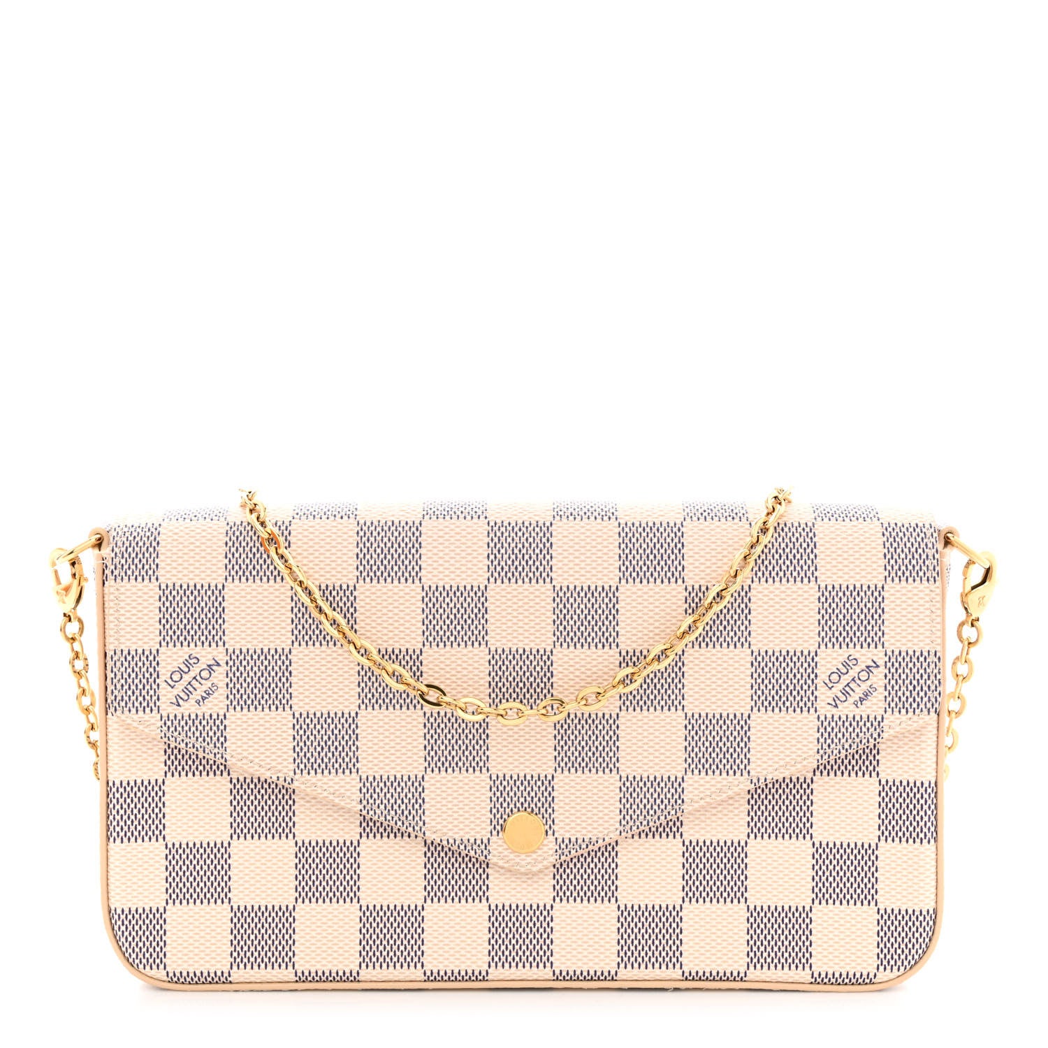 Louis Vuitton Damier Azur Pochette Felicie Chain Wallet Rose Ballerine 3 of 13