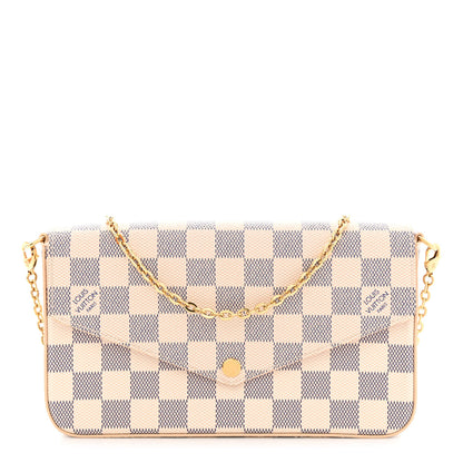 Louis Vuitton Damier Azur Pochette Felicie Chain Wallet Rose Ballerine 3 of 13