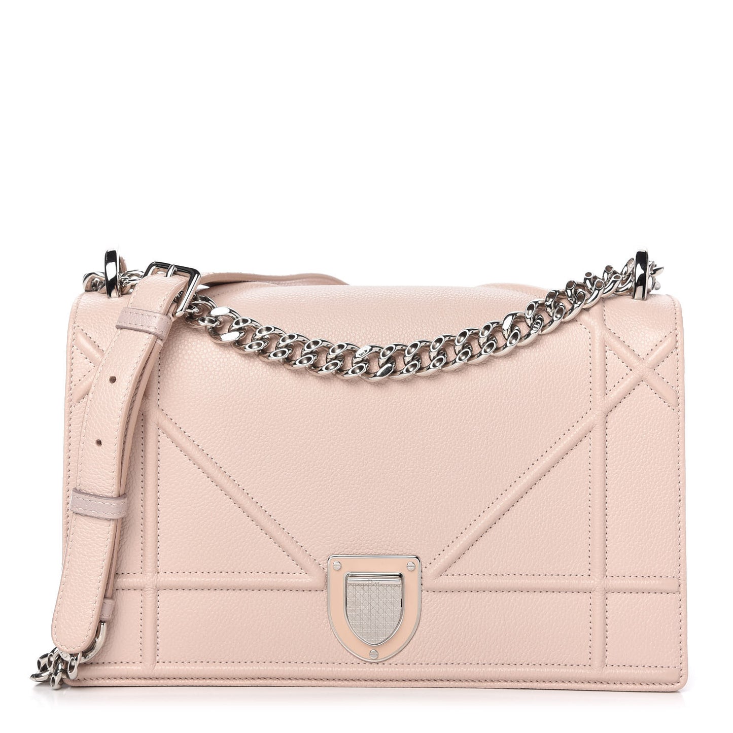Grained Calfskin Cannage Medium Diorama Flap Bag Rose Poudre