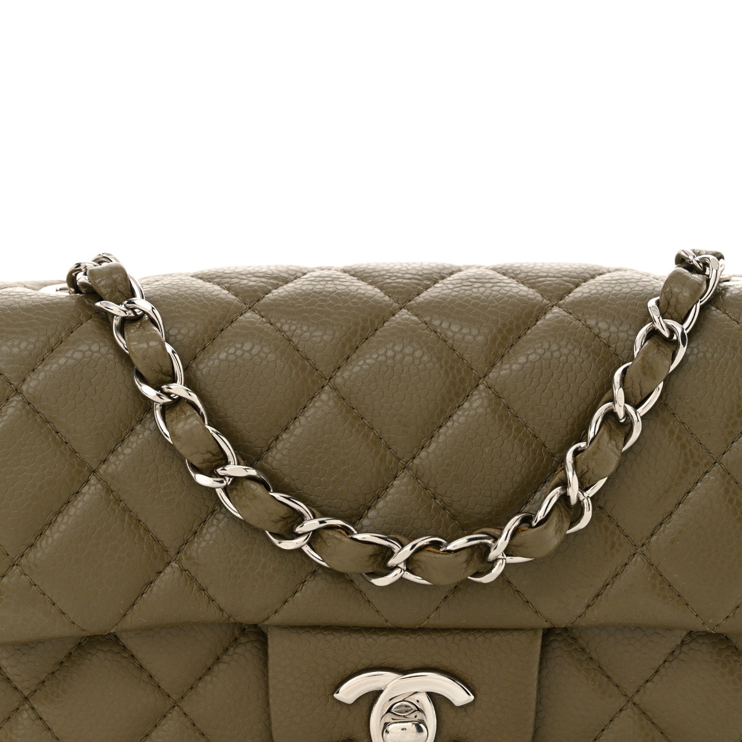 Chanel Caviar Quilted Mini Rectangular Flap Khaki 8 of 10