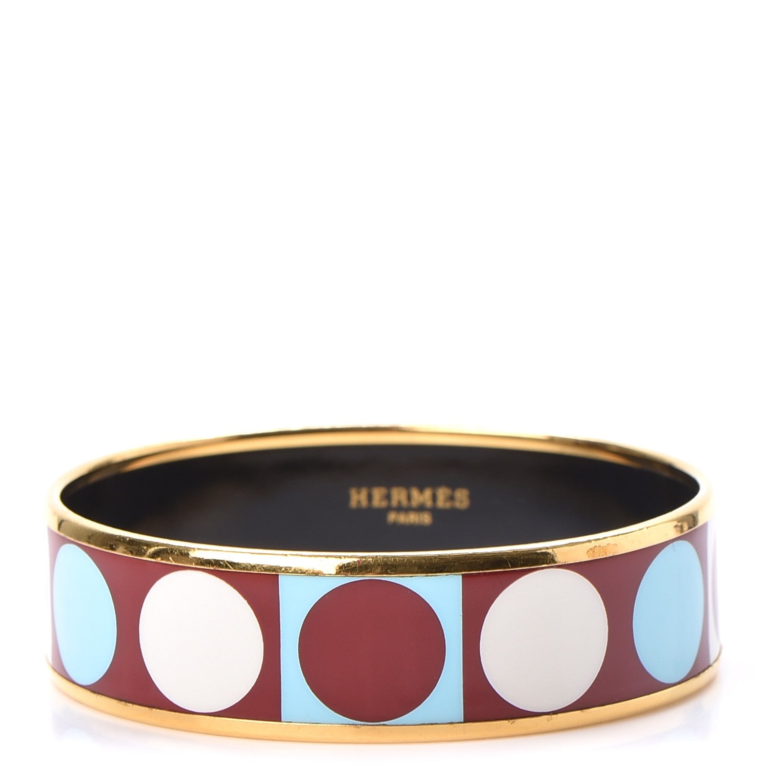Hermes Enamel Printed Deco Dot Wide Bracelet 62 1 of 5