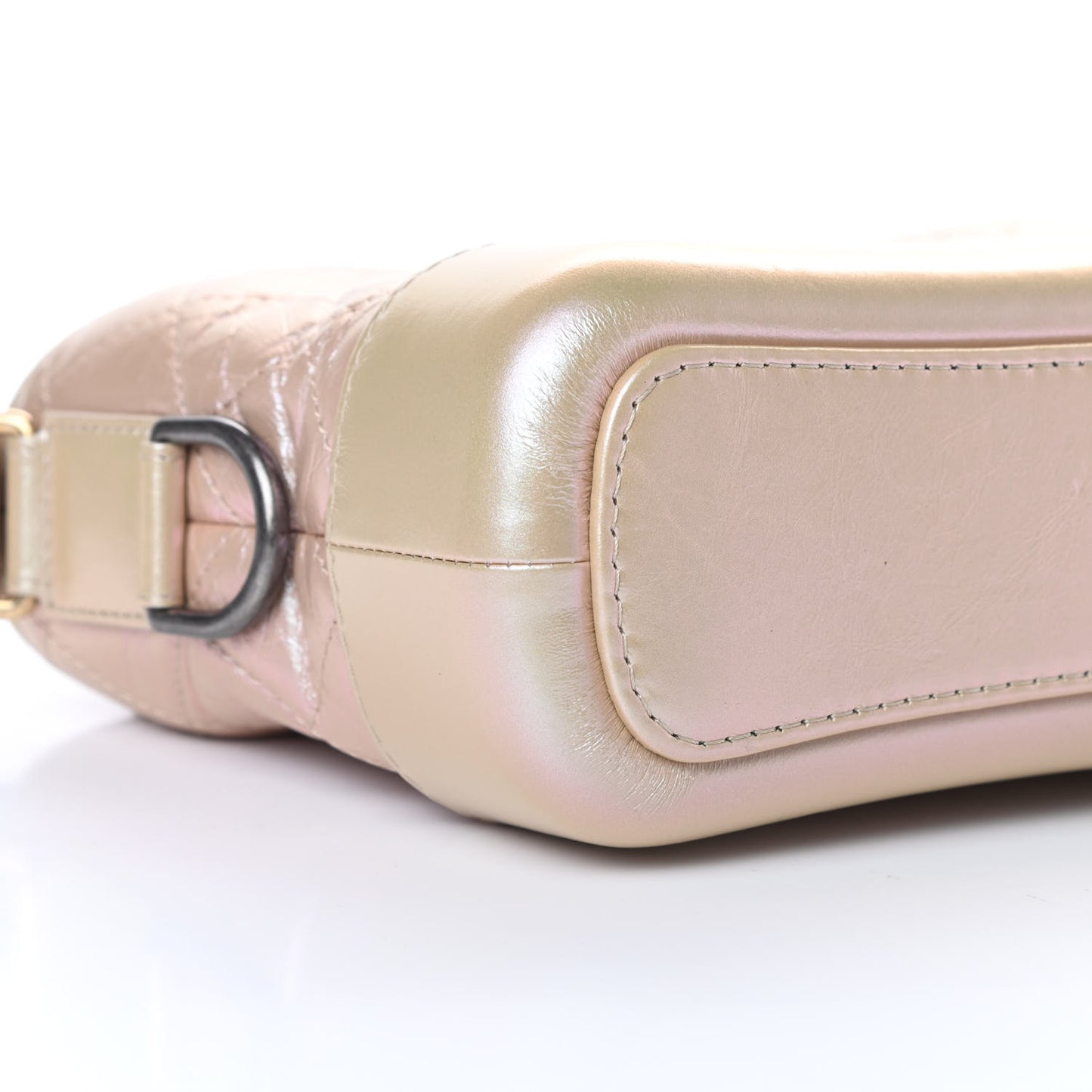 Iridescent Aged Calfskin Quilted Small Gabrielle Hobo Light Pink