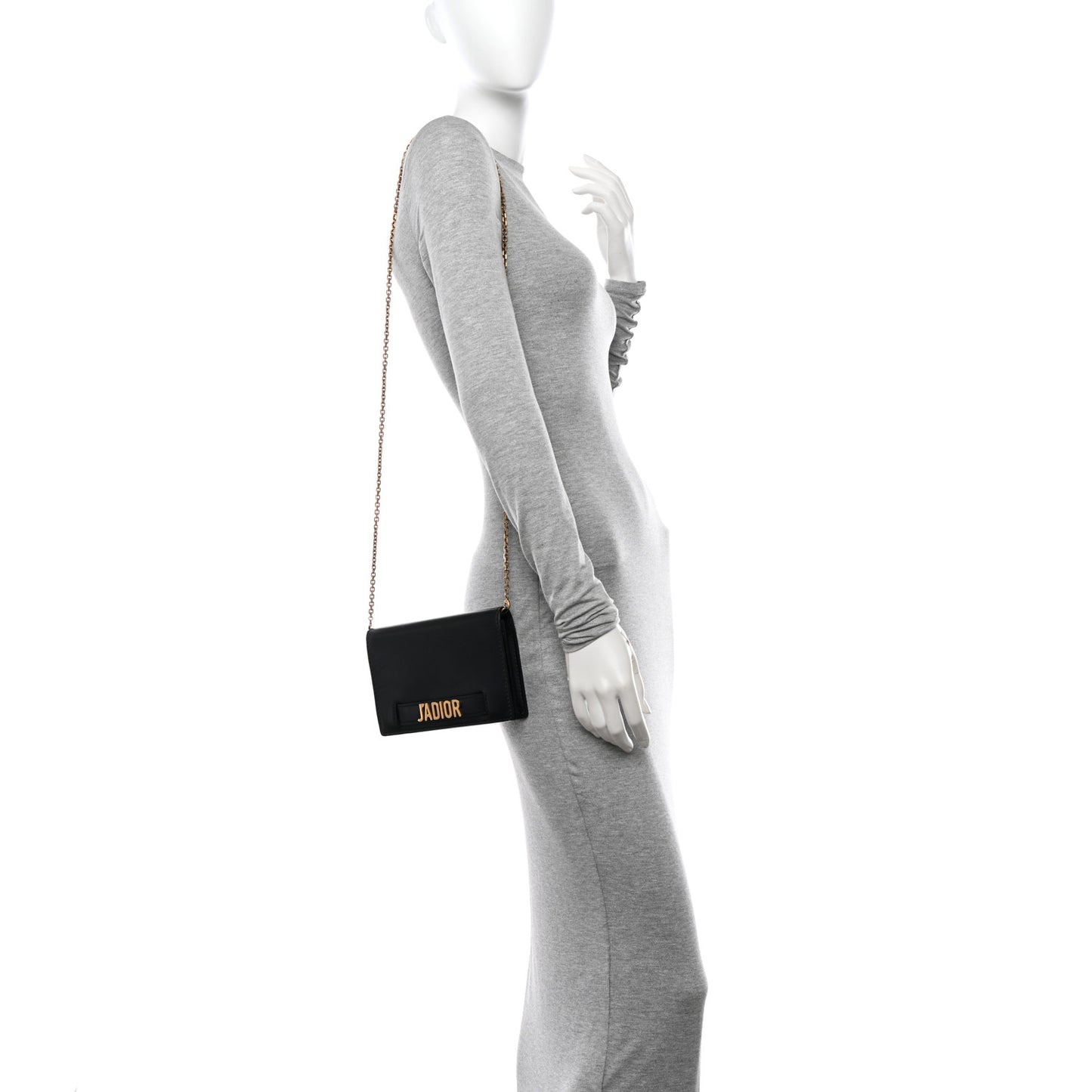 Calfskin J'Adior Wallet on Chain Pouch Black