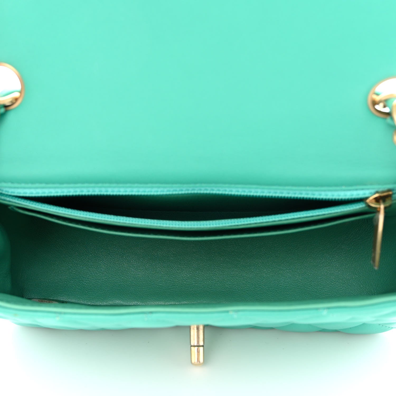 Chanel Lambskin Quilted Mini Rectangular Flap Turquoise 5 of 14