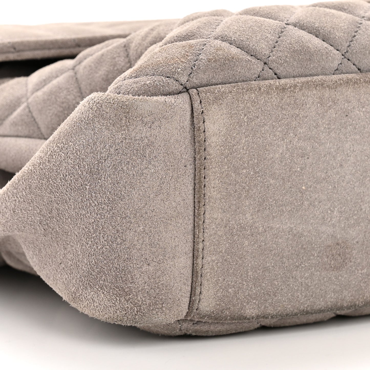 Suede Mixed Matelasse Tri-Quilt Large Monogram Envelope Satchel Grey