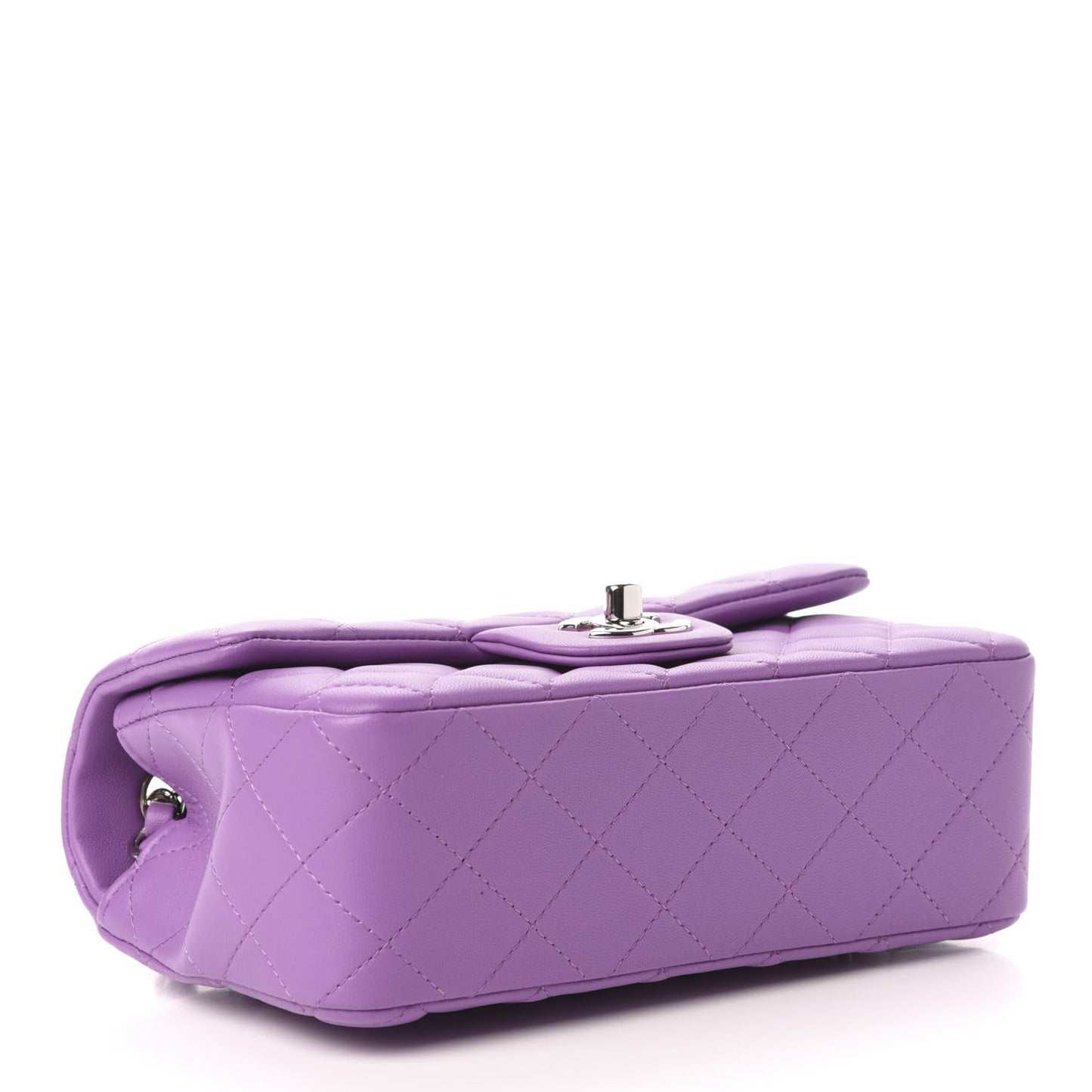 Lambskin Quilted Mini Rectangular Flap Purple