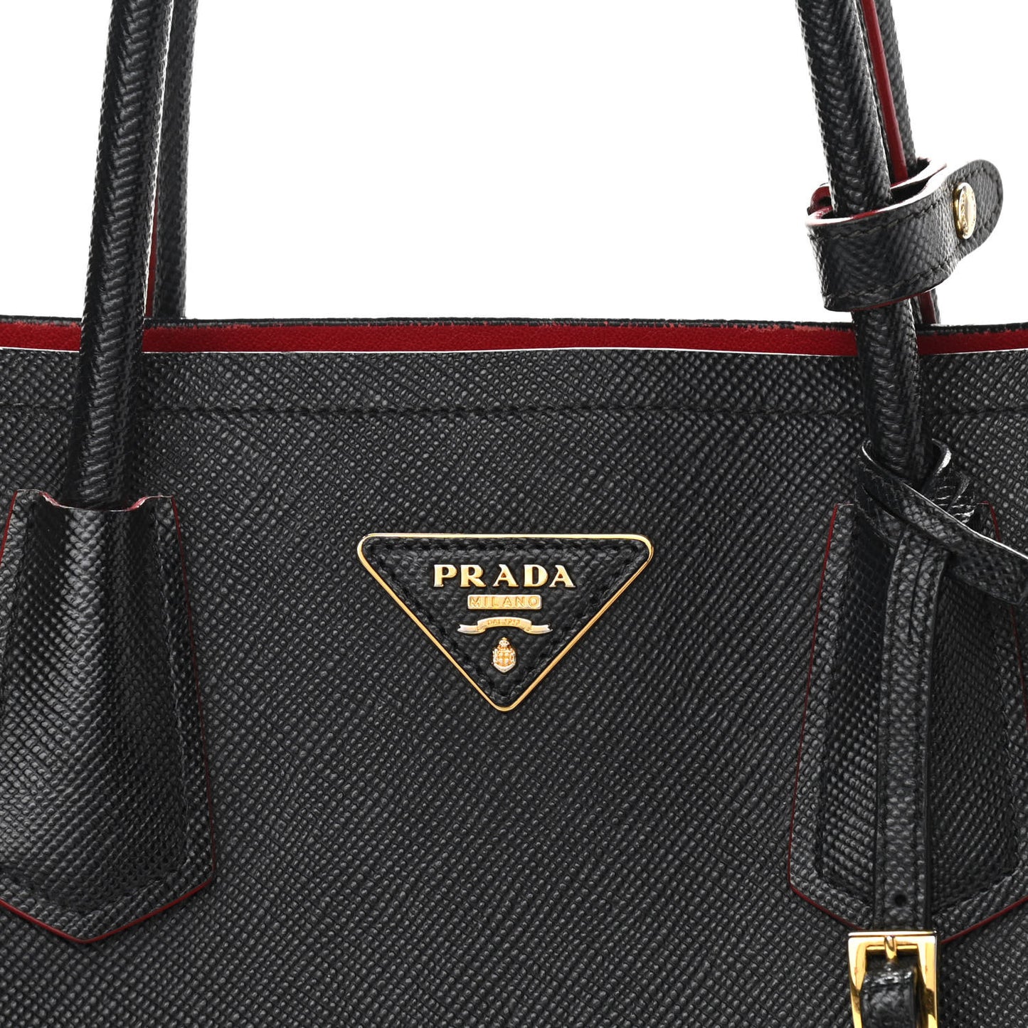 Saffiano Cuir Medium Double Bag Black Fuoco