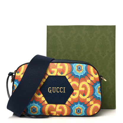 Gucci GG Supreme Kaleidoscope Calfskin Script Logo Gucci 100 Camera Bag Blue Orange Multicolor Blue Agata 9 of 9