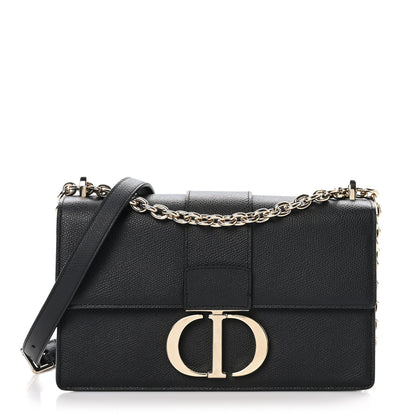 Christian Dior Grained Calfskin Embossed 30 Montaigne Chain Flap Bag Black 1 of 9