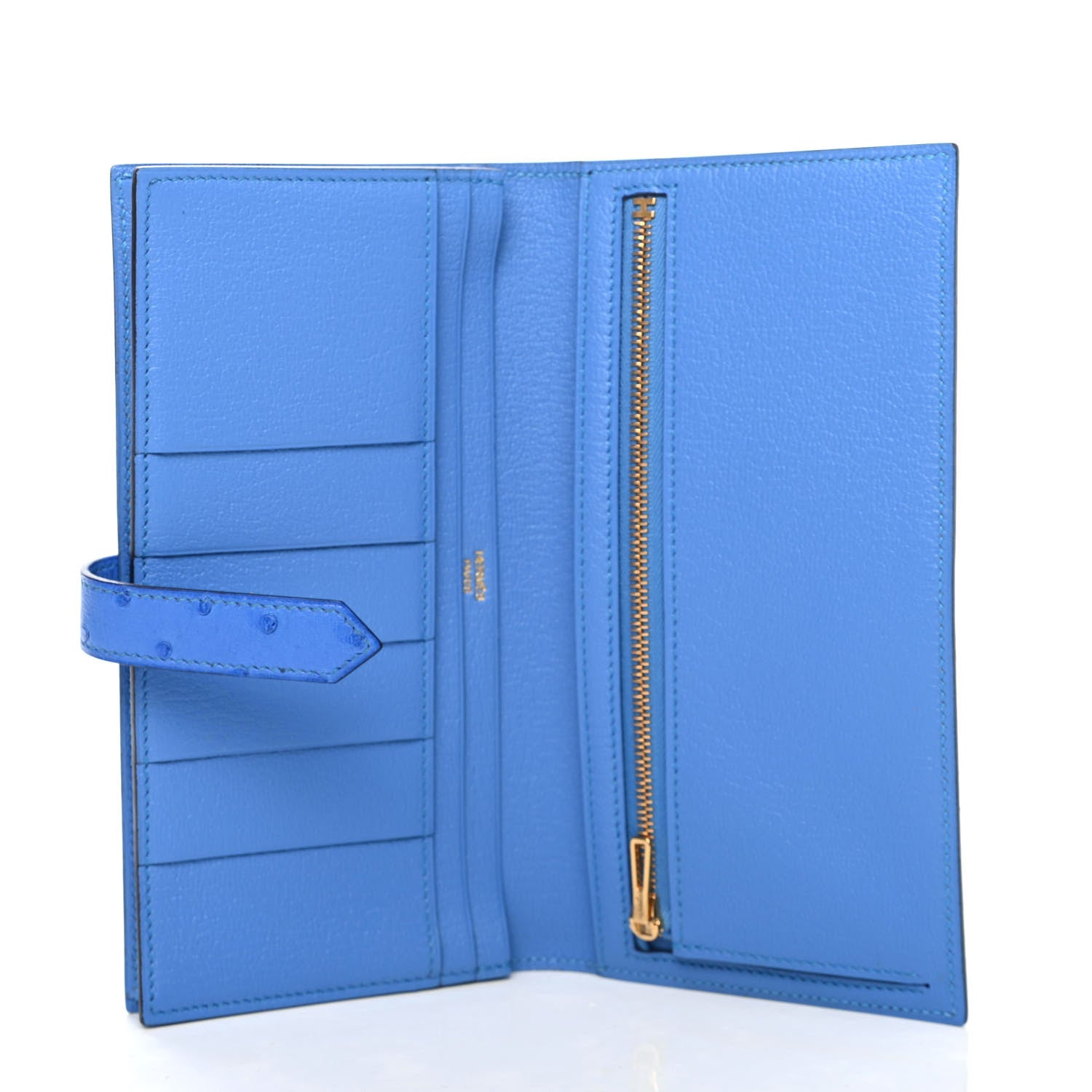 Hermes Ostrich Bearn Wallet Bleuet 4 of 4