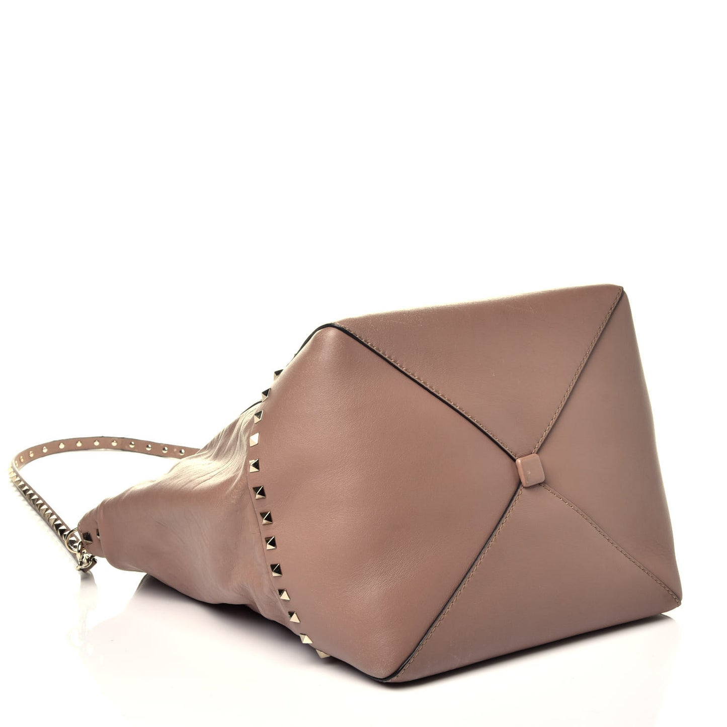 Calfskin Rockstud New Dome Bucket Tote Poudre