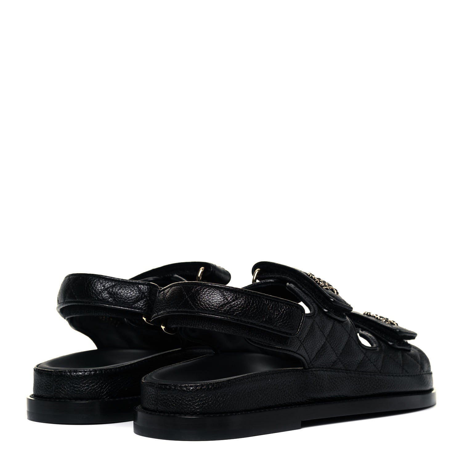 Chanel Grained Calfskin Velcro Dad Sandals 37 Black 4 of 9