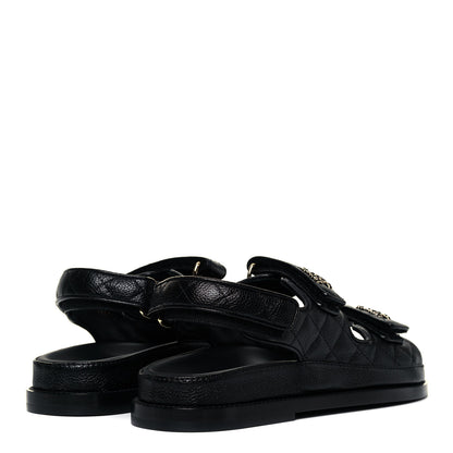 Chanel Grained Calfskin Velcro Dad Sandals 37 Black 4 of 9