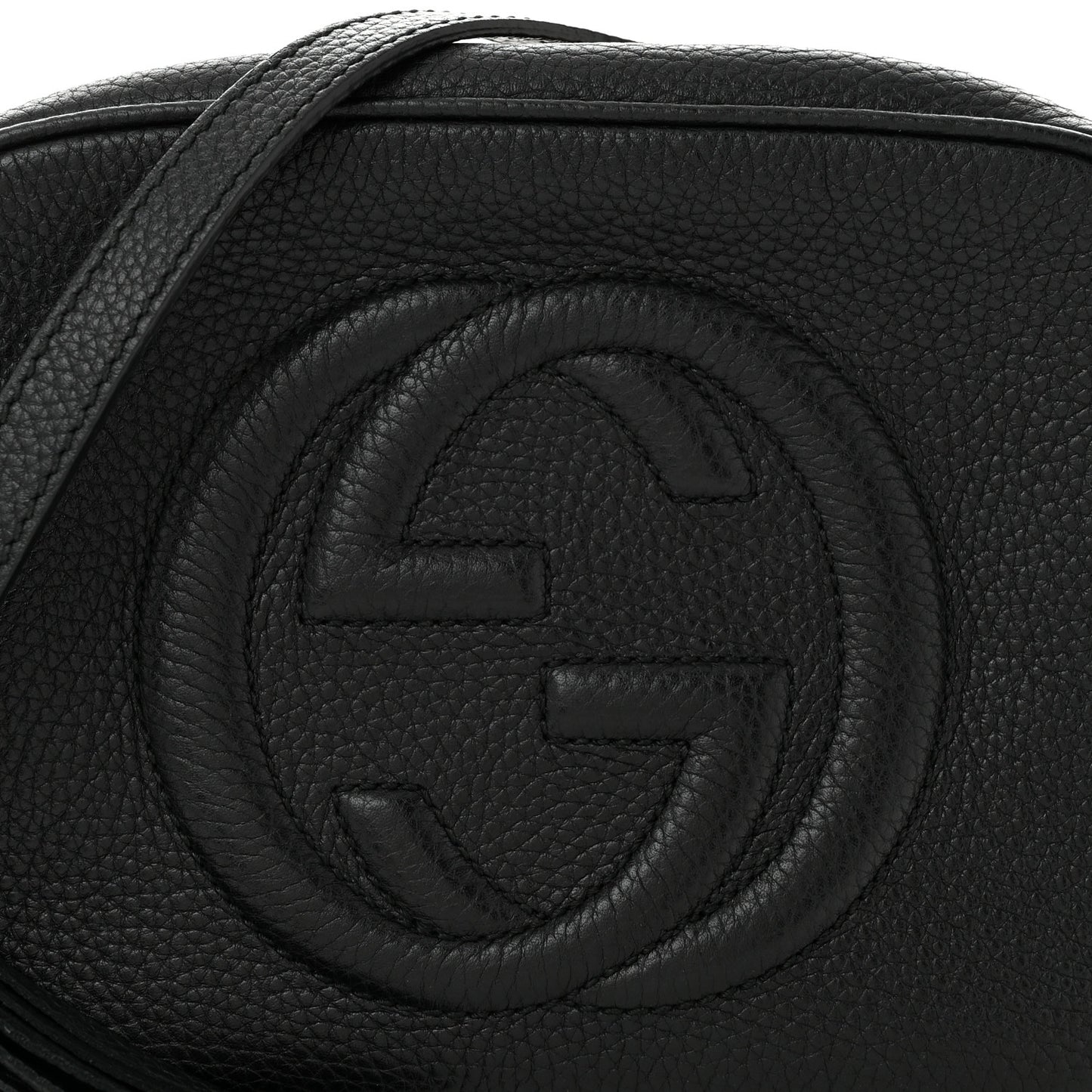 Pebbled Calfskin Small Soho Disco Bag Black