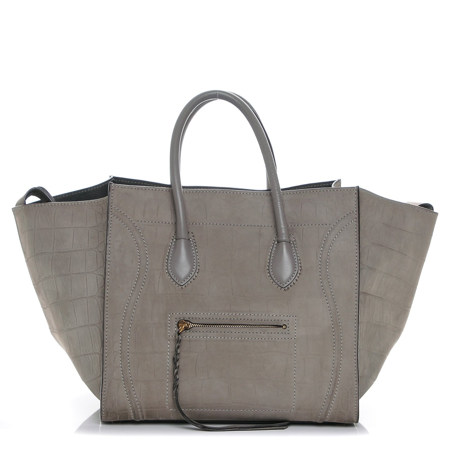 Crocodile Embossed Nubuck Medium Phantom Luggage Grey