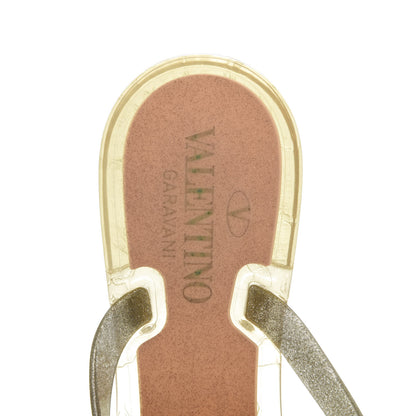 Valentino Garavani PVC Jelly Glitter Rockstud Bow Thong Sandals 39 Oro 6 of 8