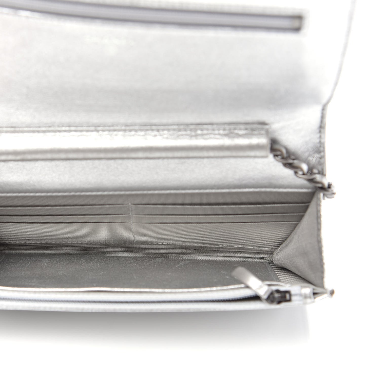 Metallic Galuchat Stingray Lambskin Boy Wallet On Chain WOC Silver