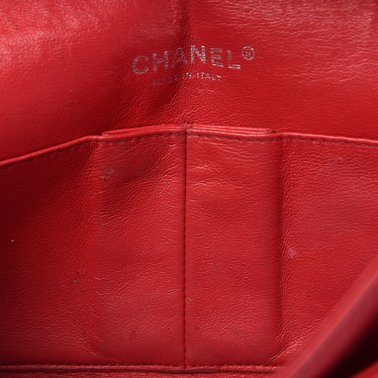 Washed Caviar Quilted Medium Double Flap Red