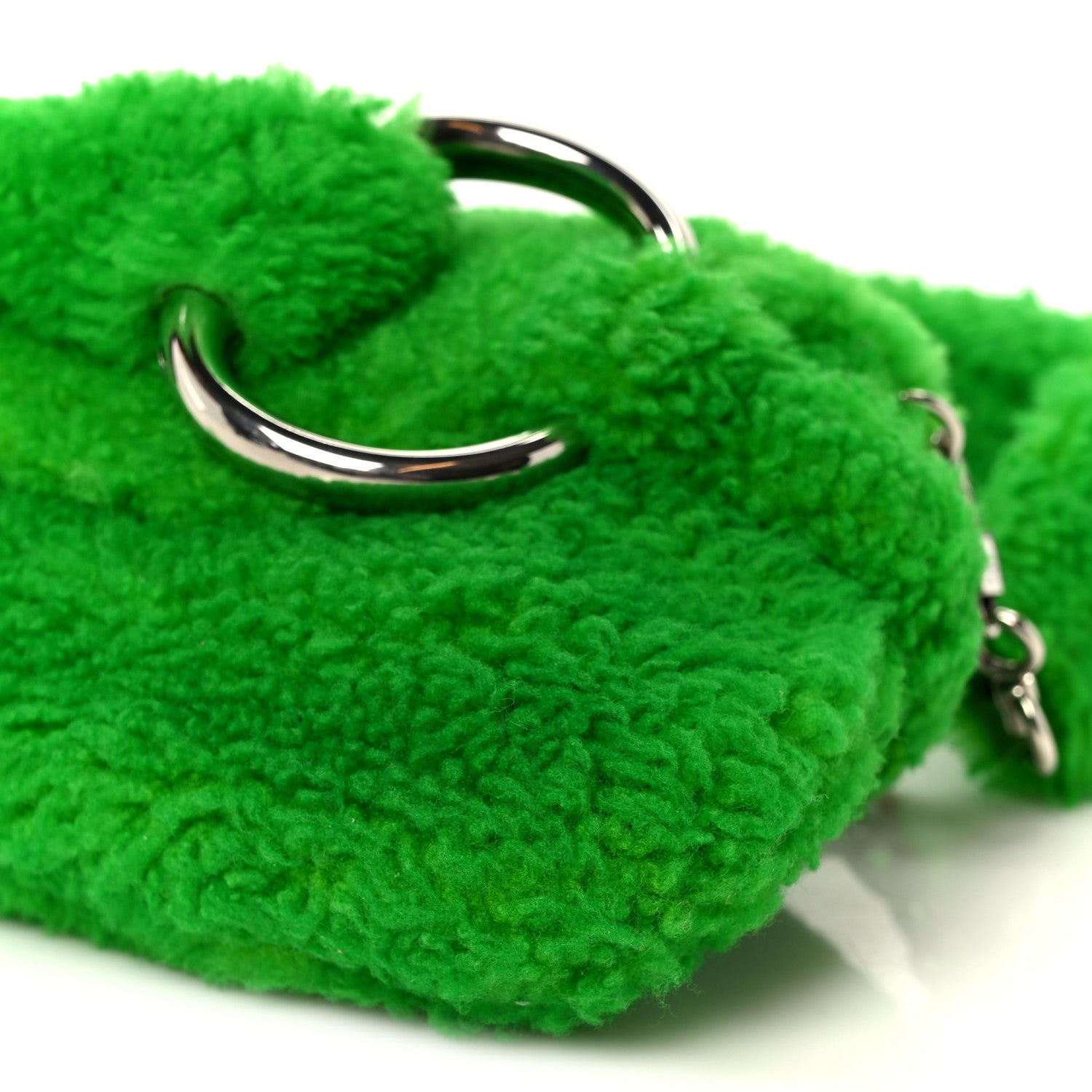 Gucci Merino Wool Medium Maxi Horsebit Chain Shoulder Bag Green 9 of 9