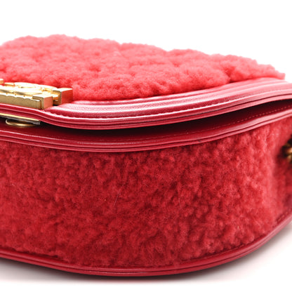 Chanel Calfskin Shearling Quilted Small Boy Messenger Bag Red 10 of 11