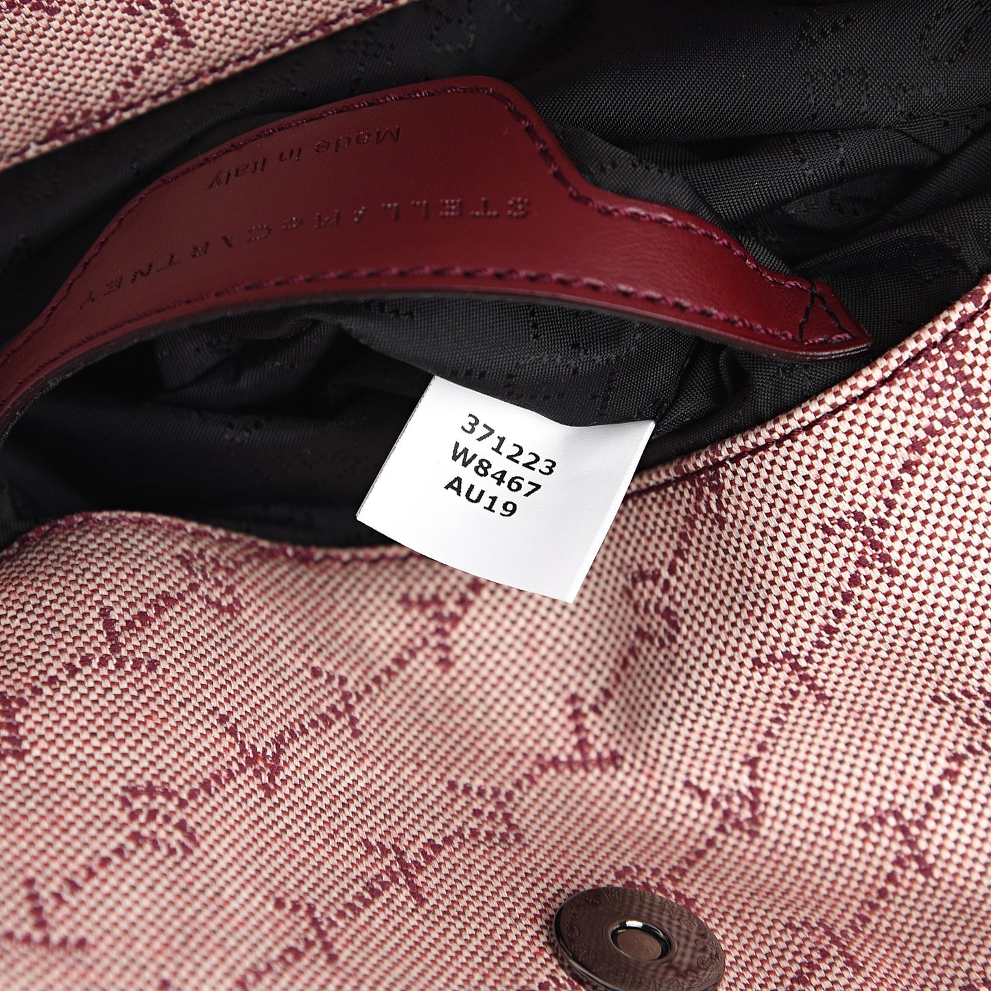 Denim Logo Mini Falabella Tote Burgundy
