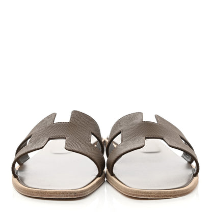 Hermes Epsom Oran Sandals 38.5 Etoupe 2 of 9