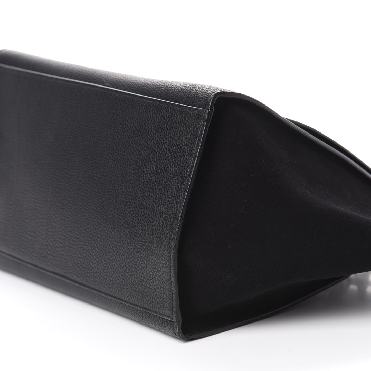 Drummed Calfskin Suede Medium Trapeze Black