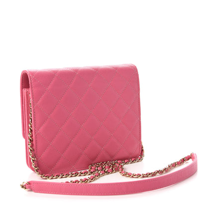 Chanel Caviar Quilted Square Wallet On Chain WOC Pink 3 of 12