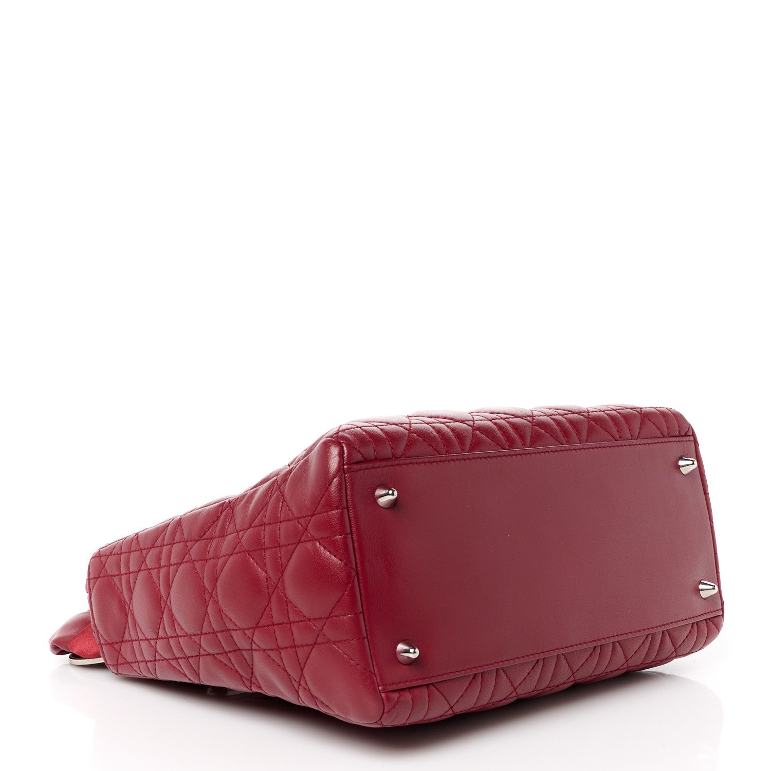 Christian Dior Lambskin Cannage Bow Medium Lady Dior Burgundy 4 of 11