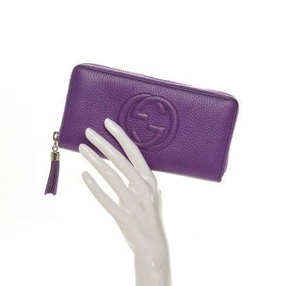 Gucci Pebbled Calfskin Soho Zip Around Wallet Shine Purple 2 of 6