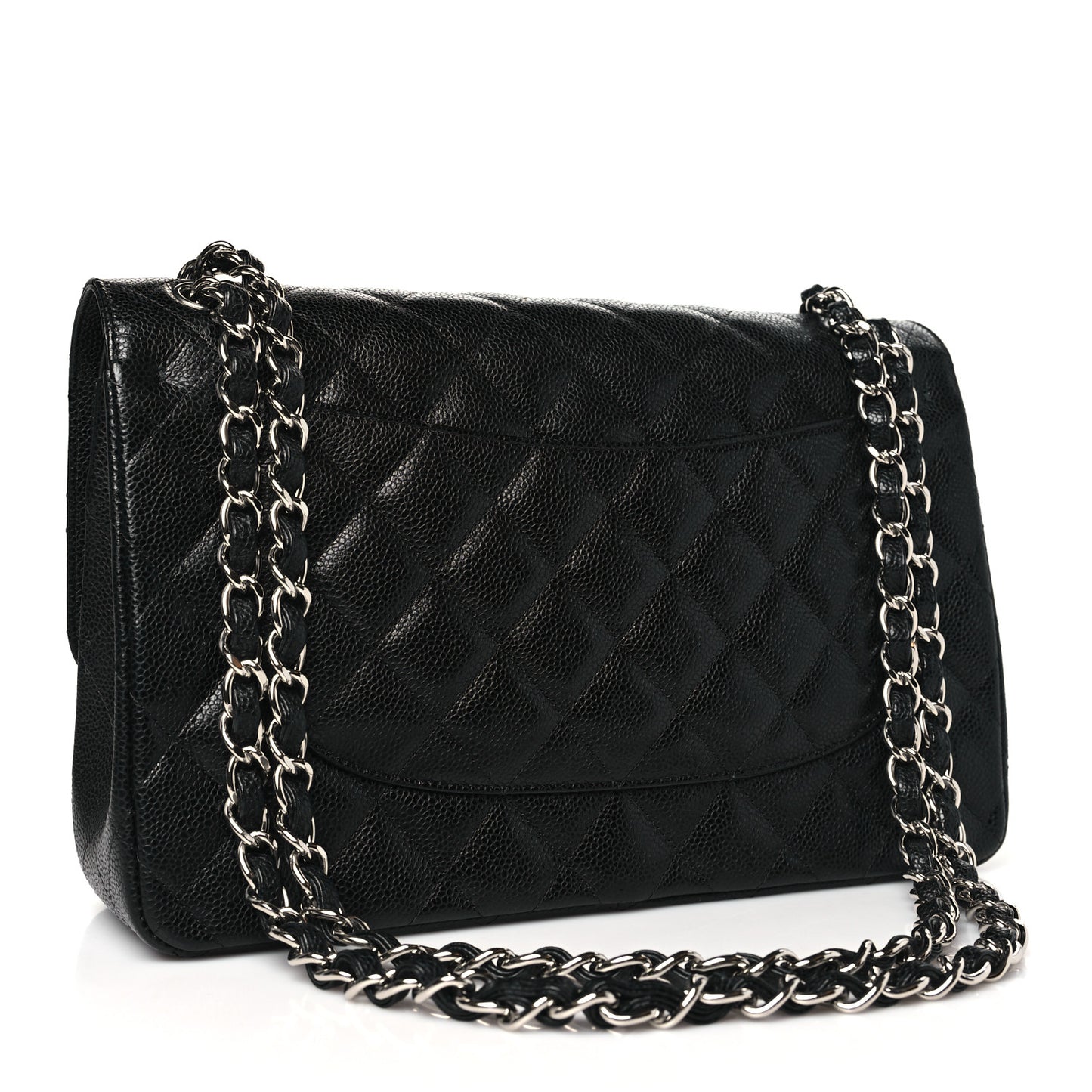 Caviar Quilted Jumbo Double Flap Black