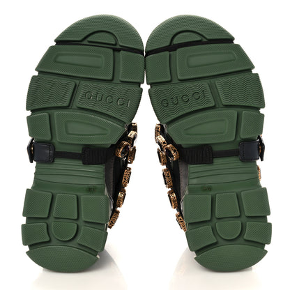 Gucci X SEGA Mesh Suede Calfskin Removable Crystals Flashtrek Sneakers 35.5 Loess Black Olive Green 5 of 7