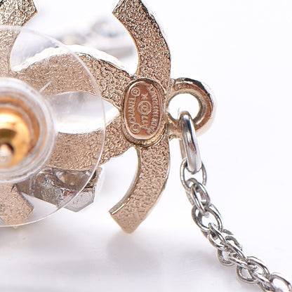 Chanel Baguette Crystal Moon CC Dangle Earrings Gold Silver 4 of 5