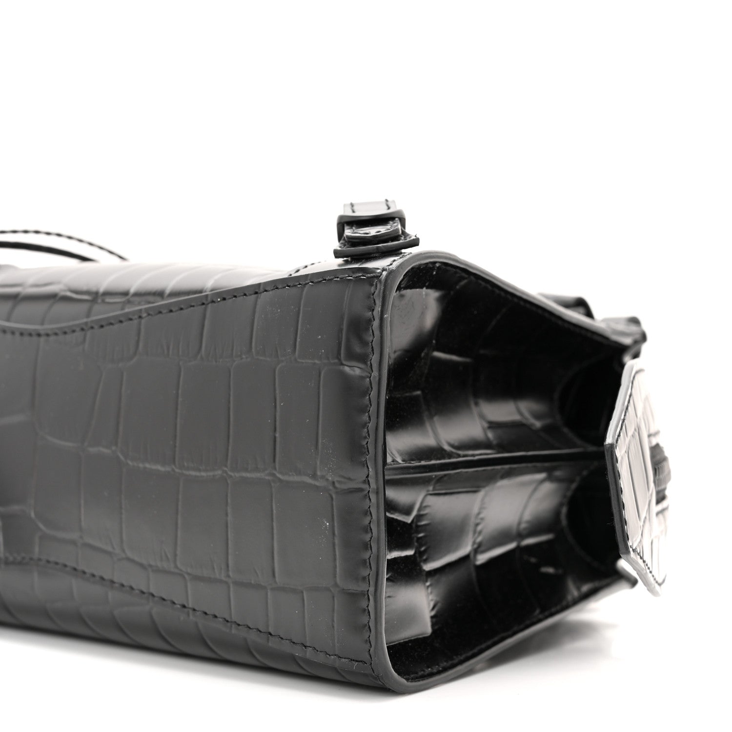 Balenciaga Semi Shiny Calfskin Crocodile Embossed Neo Classic Black Hardware Mini City Black 10 of 10