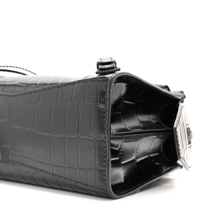 Balenciaga Semi Shiny Calfskin Crocodile Embossed Neo Classic Black Hardware Mini City Black 10 of 10